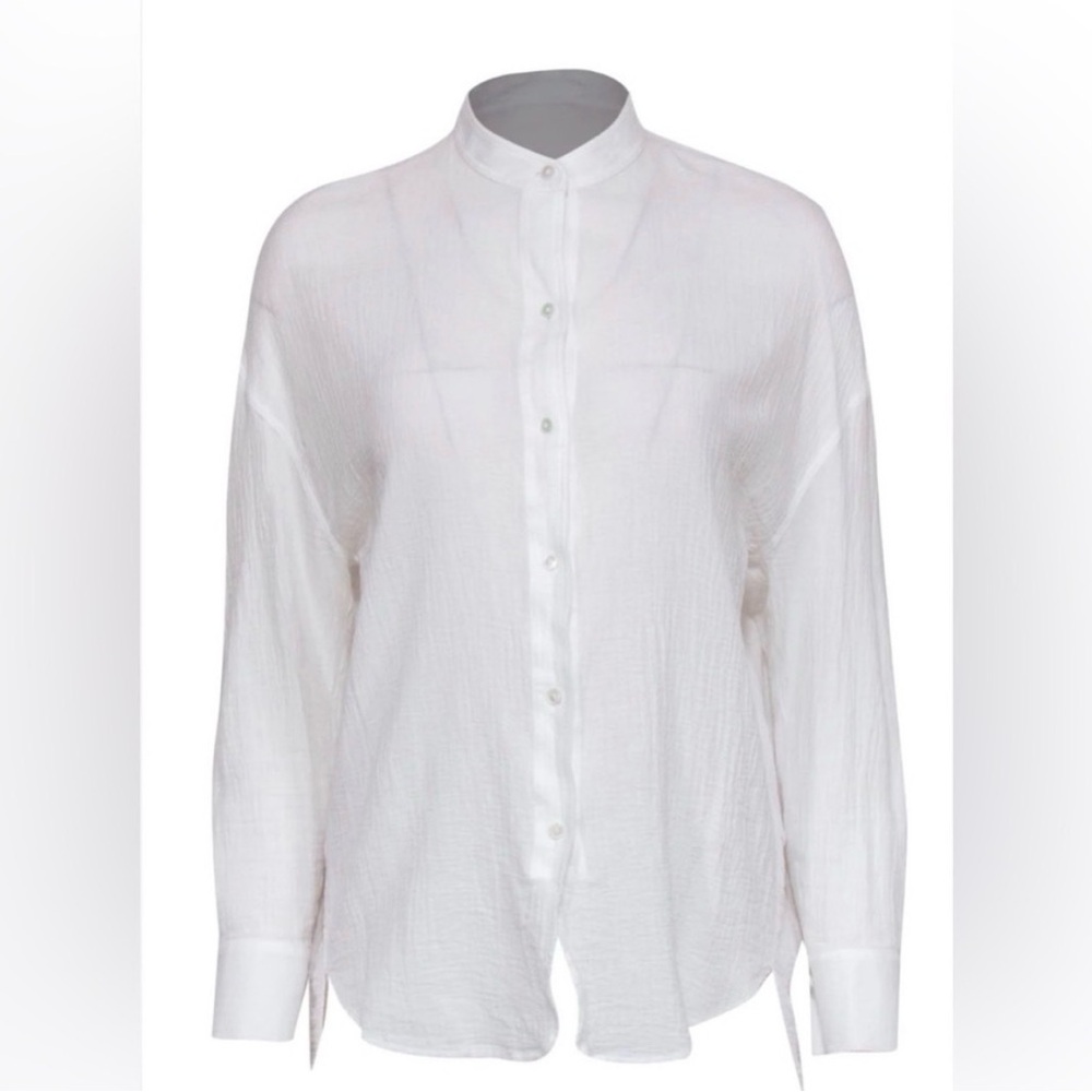 Vince - White Textured Long Sleeve Gauzy
Button-Up Cotton Blouse- Size XS
- NWOT